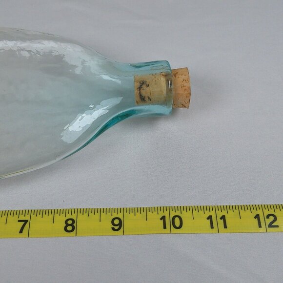 Blown Green Ombre Glass 10.5" tall Liquor Bottle Container Cork Stopper Decor - Picture 8 of 8